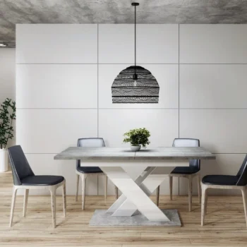 Bronx Étkezőasztal - Beton / Magasfényű fehér