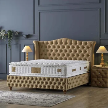 Gold ágykeret 160x200 ágynemütartós (Sb42) arany